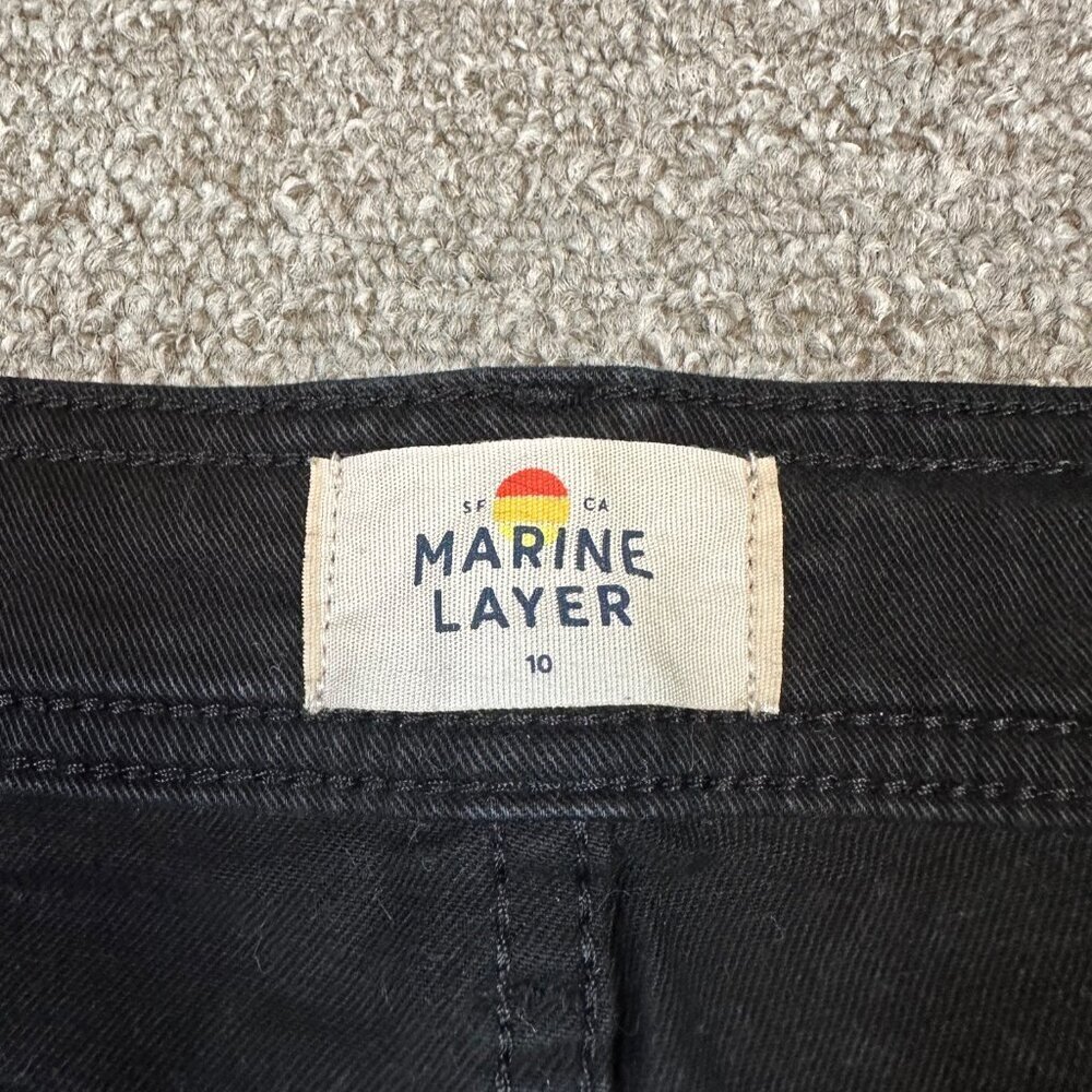 Marine Layer Women's Canvas Bridget Pant Black Straight Leg Classic Size 10 - Picture 2 of 4